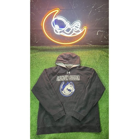 Under‎ Armour Sweater Small Adult Blue Pullover Hoodie Calhoun Loose Logo Mens L - Picture 1 of 5